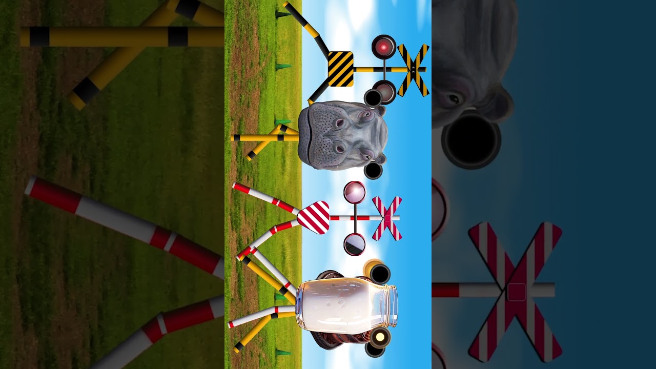 おもいがけず次々に現れるキャラクターの濃い踏切たちがジャンプで大行進3 / 4K / Parade of Railroad Crossings #Shorts