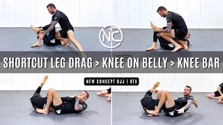 New Concept BJJ | Leg Drag to Knee On Belly to Knee Bar Finish | NoGi Coach Caleb Flippin