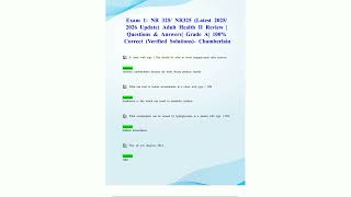 Exam 1 NR 325 NR325 Latest 2025 2026 Update Adult Health II Review  Questions  Answers Grade A 100%