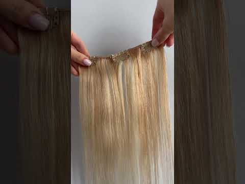 Натуральне волосся на заколках 38 см, 7 пасм, 100 грам, темний блонд з меліруванням (№27/613) video