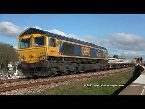 GBRF 66708 passing Dawlish Warren (6G71) - 5th March 2022