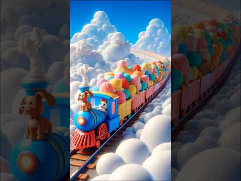 An ice cream train is running in the sky between the clouds🥱😄🤗🤣#icecreamtrain #aiart #viralshort