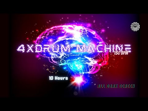 4 X Drum Machine - Kick Drum 130 BPM ⨀ 10 Hours - All Dark Screen ⨀