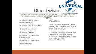 How to access Universal Studios Pay Stubs and W2s