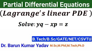 Lagrange's linear partial differential equation |linear PDE of First Order |part -24| #barunmaths