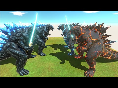 2vs2 Battle | Godzilla VS Lava Itself And Ice Itself - Animal Revolt Battle Simulator