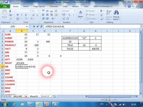 Dərs. ExceL Funksiyalar(magistraturaya hazirlaşanlar üçün)