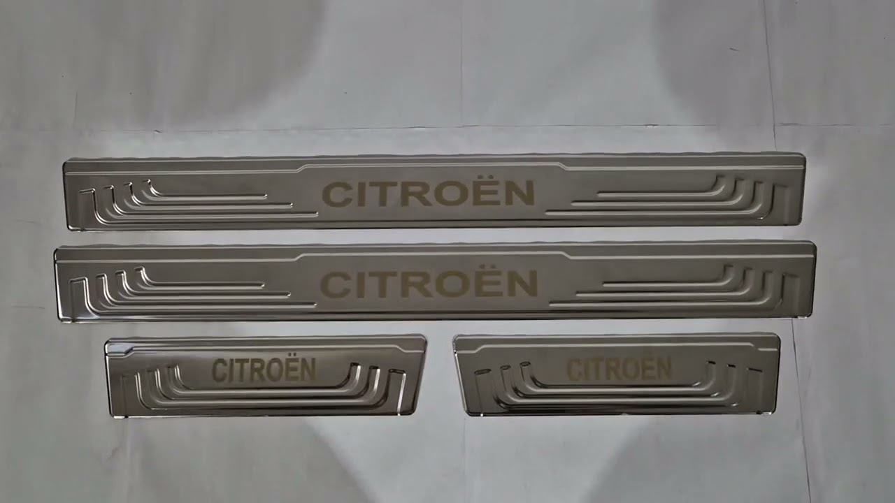Универсальные накладки на пороги Citroen V-2 (4 шт., нержавейка) Video 1