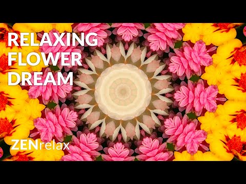 Relaxing Kaleidoscope Flower Dream with Soothing Piano Music - (3 hours) [1080p HD]