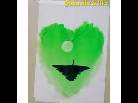 new easy green colour landscapes and heartart & beginners painting#hashtags shorts#million views