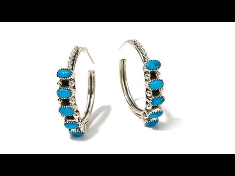 Chaco Canyon Sleeping Beauty Turquoise Hoop Earrings