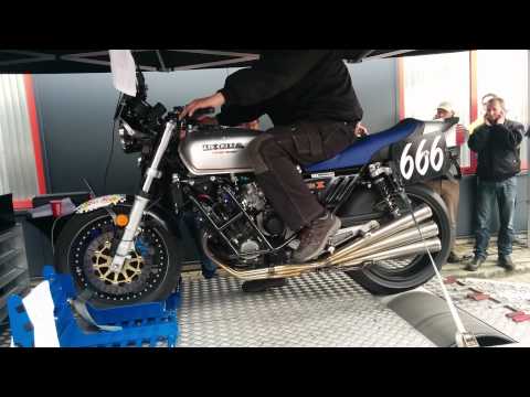 Honda CBX 1000 on the dyno open pipes