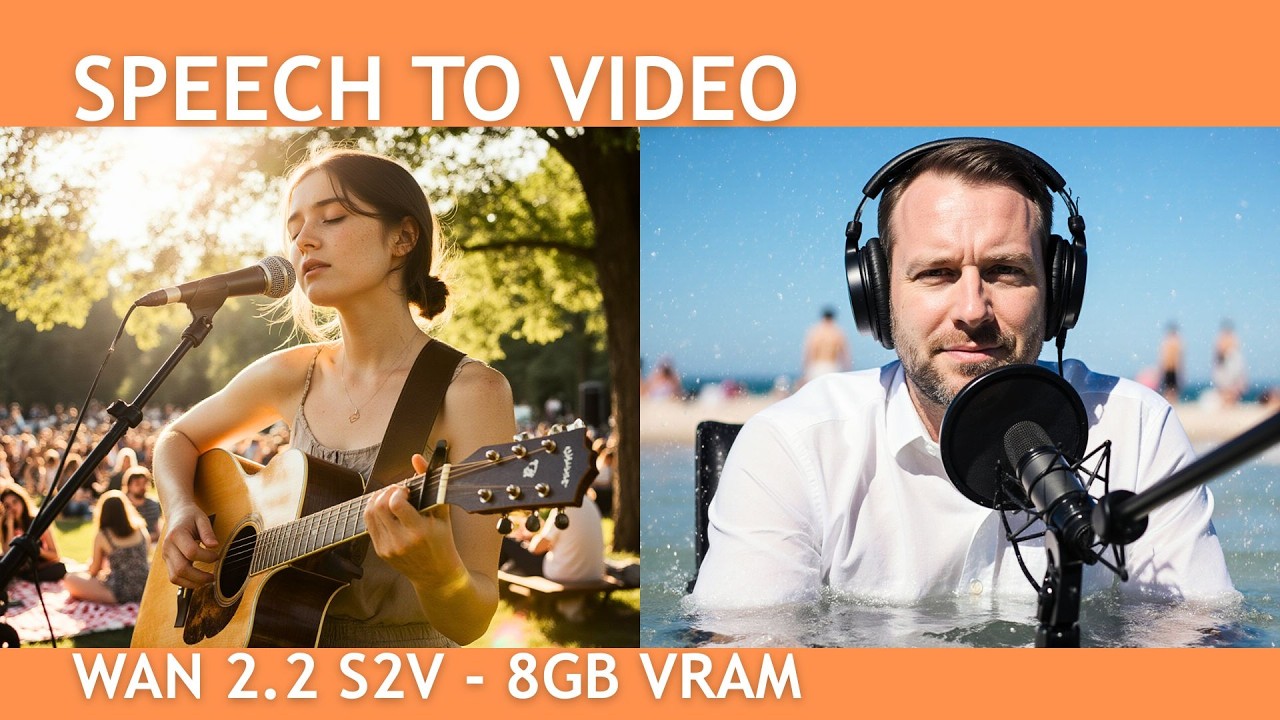 WAN 2.2 Speech to Video (S2V) ComfyUI Walkthrough | 8GB VRAM