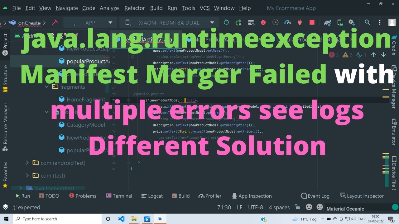 java.lang.runtimeexception Manifest Merger Failed with multiple errors see logs Different Solution