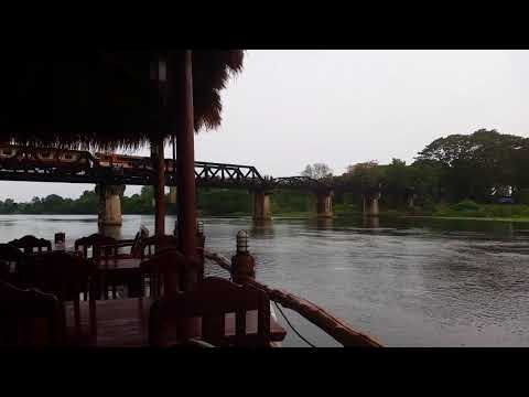Watching the train go over the famous river Kwai - Burma Railway (Death Realway)