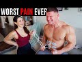 Bodybuilder tries labour pain simulator *WORST PAIN EVER*