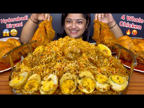 4 SPICY WHOLE CHICKEN CURRY WITH CHICKEN AND EGG HYDERABADI DUM BIRYANI, CHEESE NAAN | EATING SHOW