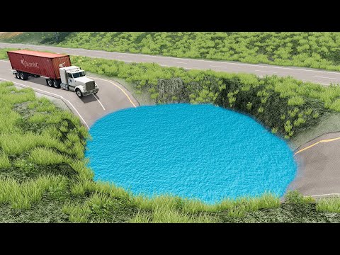 Cars vs Giant Water Pit - Impossible Vehicle Crashes - BeamNG.Drive