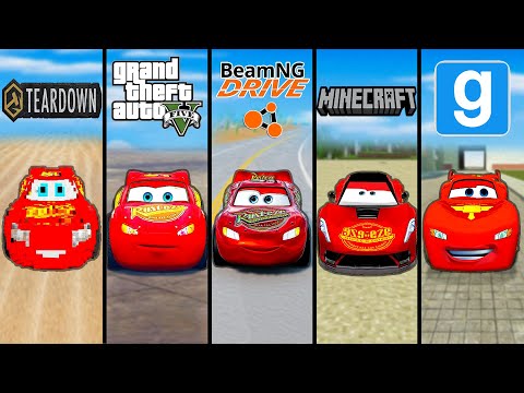 GTA 5 LIGHTNING MCQUEEN VS TEARDOWN VS BEAMNG VS MINECRAFT vs GMOD - WHICH IS BEST?