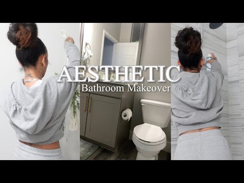 Aesthetic Bathroom Makeover| decorate & clean with me!