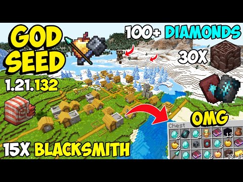 🔥Ultimate [God Seed] For Minecraft 1.21 Bedrock & PE | Five Blacksmith Village Seed Bedrock 1.21.132