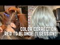 HOW TO: RED TO WHITE BLONDE IN ONE SESSION