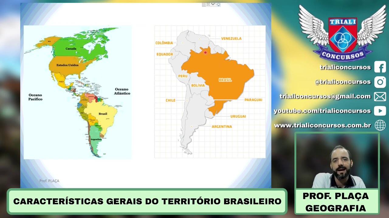 Características gerais do território brasileiro - Prof Marcos Plaça - Geografia do Brasil.