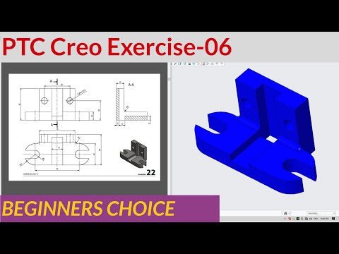 PTC Creo parametric 7.0||Basic 3D Modelling||Simple Drawing Exercise-6||Beginners