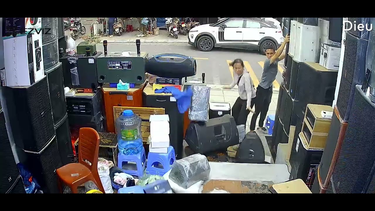 Stack of Heavy Speakers Falls and Nearly Hits Woman || ViralHog