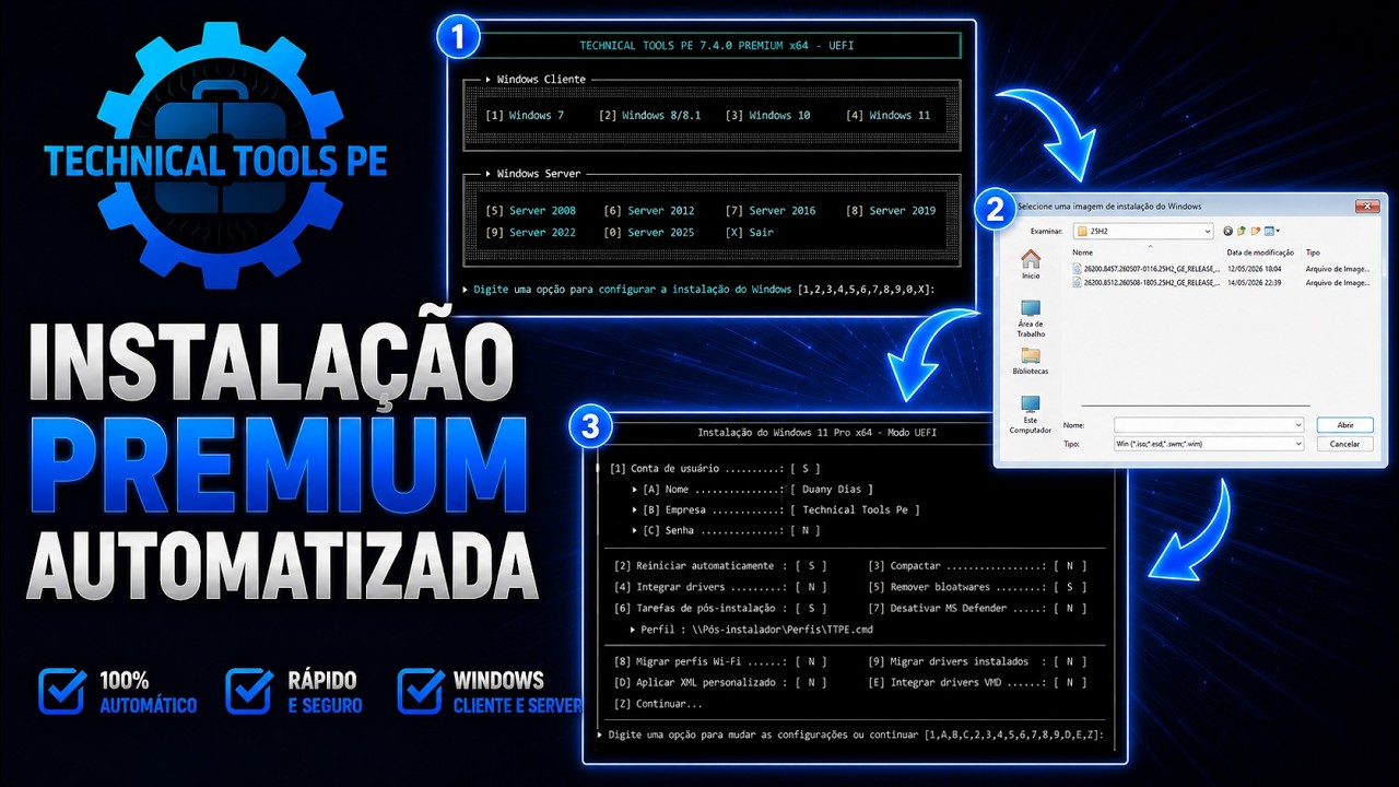 Instalação premium automatizada — Technical Tools PE