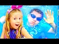 Nastya und Papa konkurrieren mit neuen a Nastya und Papa konkurrieren mit neuen a