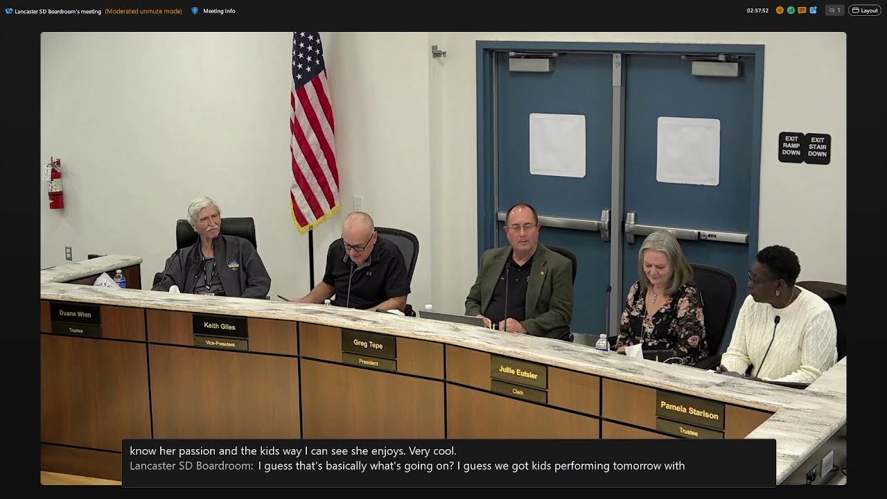 Broadcast of the Lancaster School District Board Meeting