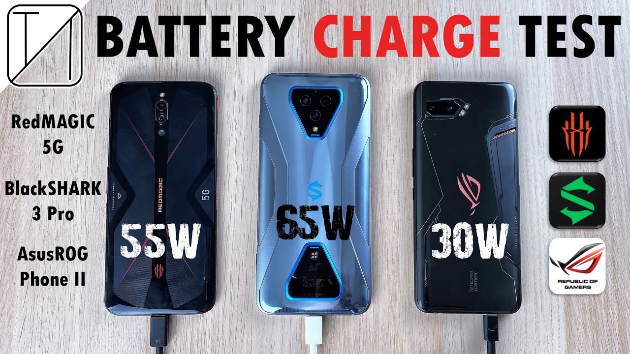 RedMagic 5G vs Black Shark 3 Pro vs Asus ROG Phone 2 Charging Speed Test