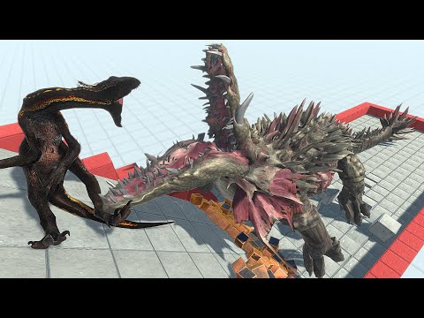 LIZZIE Rampage Eats Feeds Slow Motion (Dinosaurs) - Animal Revolt Battle Simulator