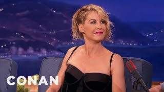Jenna Elfman's Naked Toothbrush Lunging | CONAN on TBS