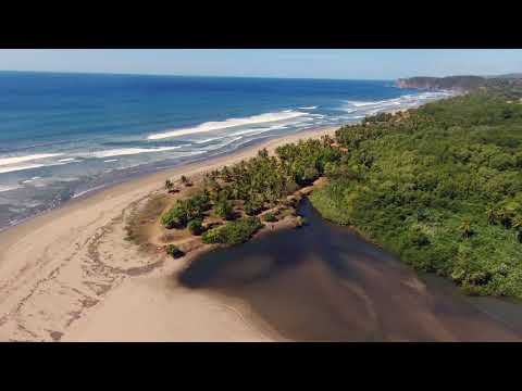 Drone shots of beach and surf at Playa San Miguel 