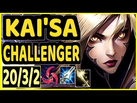 JESKLA (KAI'SA) - QUADRAKILL 20/3/2 KDA BOTTOM ADC CHALLENGER GAMEPLAY - EUW