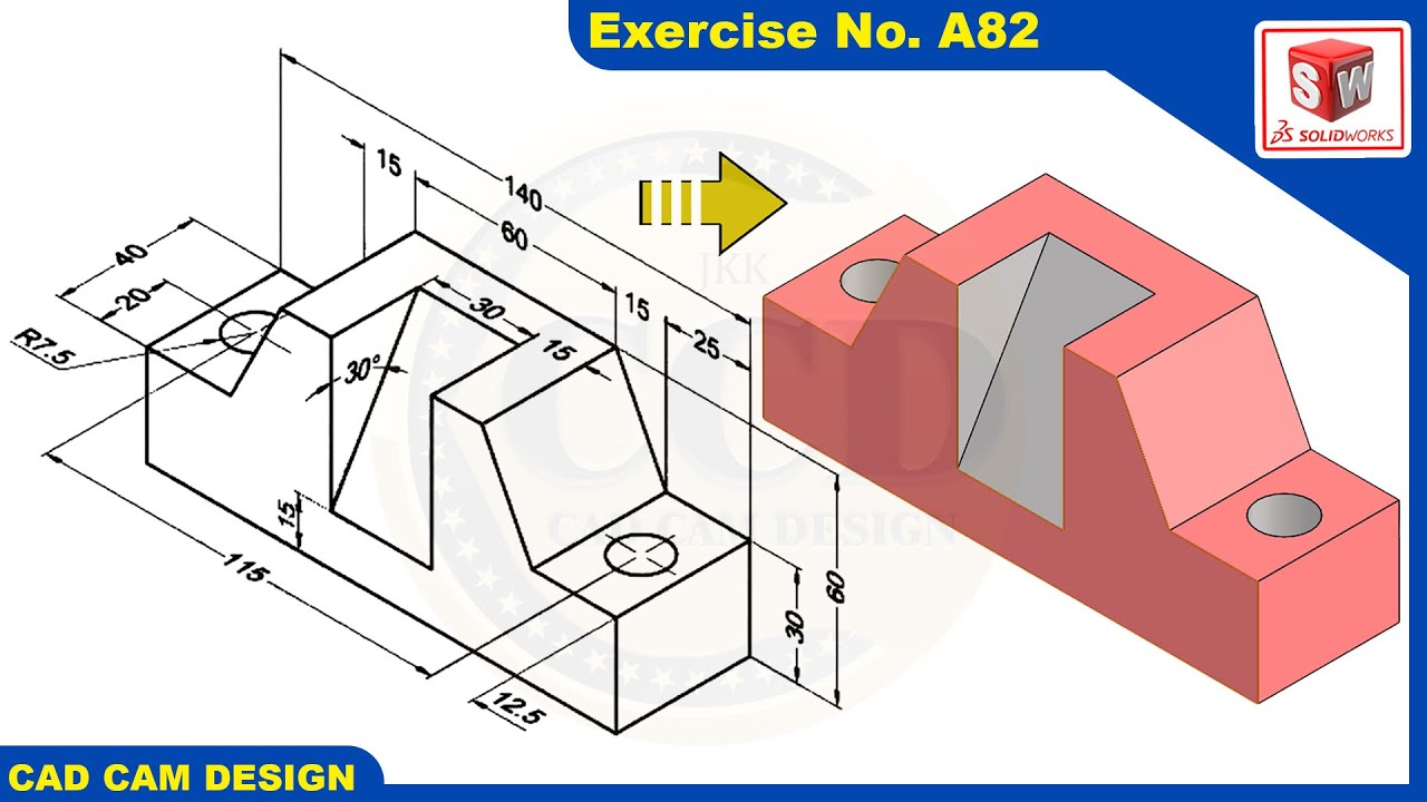 SolidWorks Tutorial for beginners Exercise A82