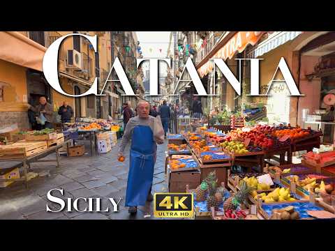 🇮🇹  Catania, Sicily - Fish Market Tour | Pescheria and Piazza Carlo Alberto – 4K