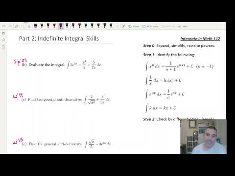 Math 112 Exam 2 Review (part 2): Indefinite Integrals