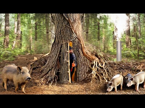 Building a secret shelter deep inside big tree