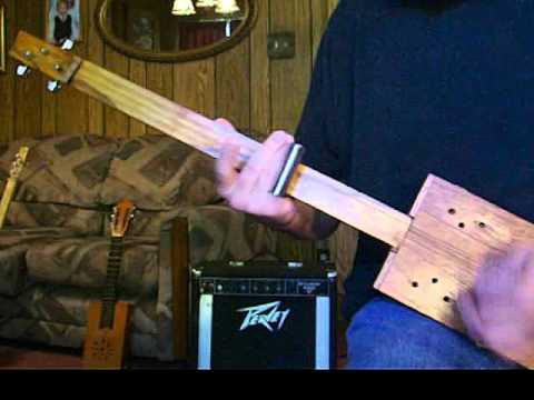 Homemade CIGAR BOX GUITAR 3 String Fretless Slide Guitar   Blues Rock Rhythm Riffs CBG