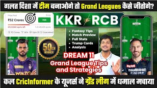 RCB vs KOL Dream11 Grand League Team Prediction, RCB vs KKR Dream11, Bangalore vs Kolkata Dream11