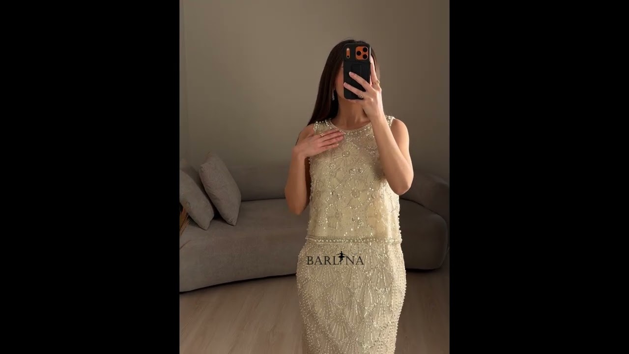 Women's set fully embroidered with beads - عودي - XL
