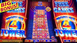 SUPER FREE GAMES BONUS - WONDER 4 TOWER - 5 DRAGONS BONUSES!!! LIVE PLAY 1c Aristocrat Casino Slots