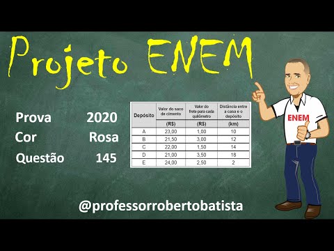 PROJETO ENEM: Matemática Prova 2020 questão 145 (Uma pessoa precisa comprar 15 sacos de cimento)