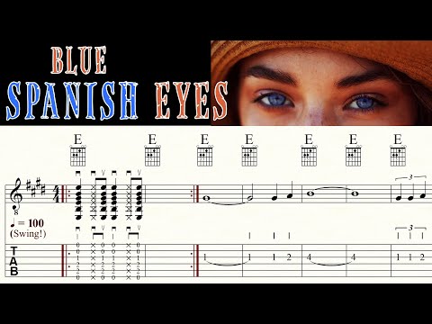 (BLUE) SPANISH EYES | BERT KAEMPFERT | Guitar Lesson | Melody & Chords | TAB & Sheet music
