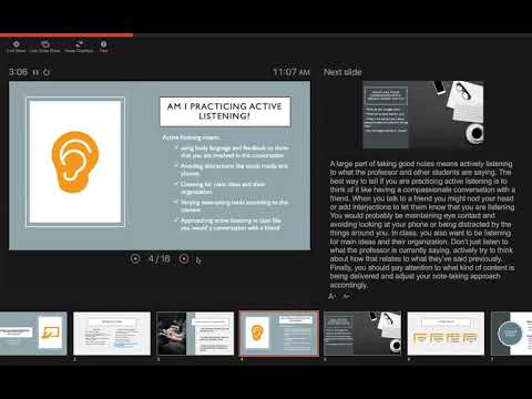 Active Listening and Note Taking Strategies Workshop - October 2020