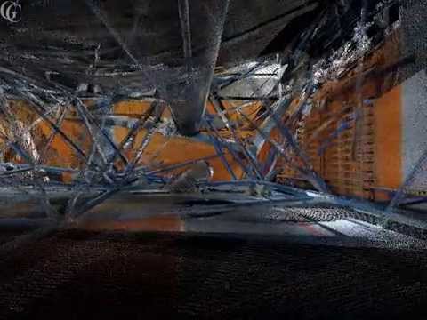 Laser scanner 3D - Rilievo copertura palestra crollata per carico neve