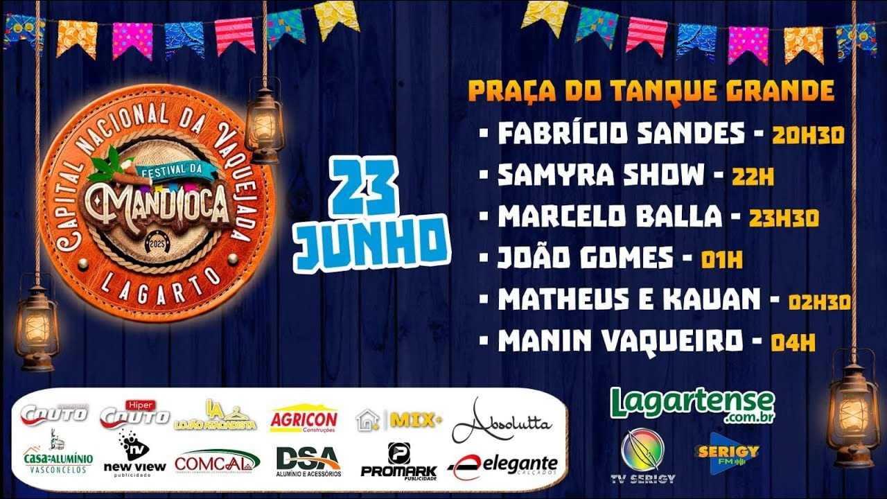 1ª Noite do Festival da Mandioca 2025, Samyra show, Matheus e Kauan, Manin Vaqueiro